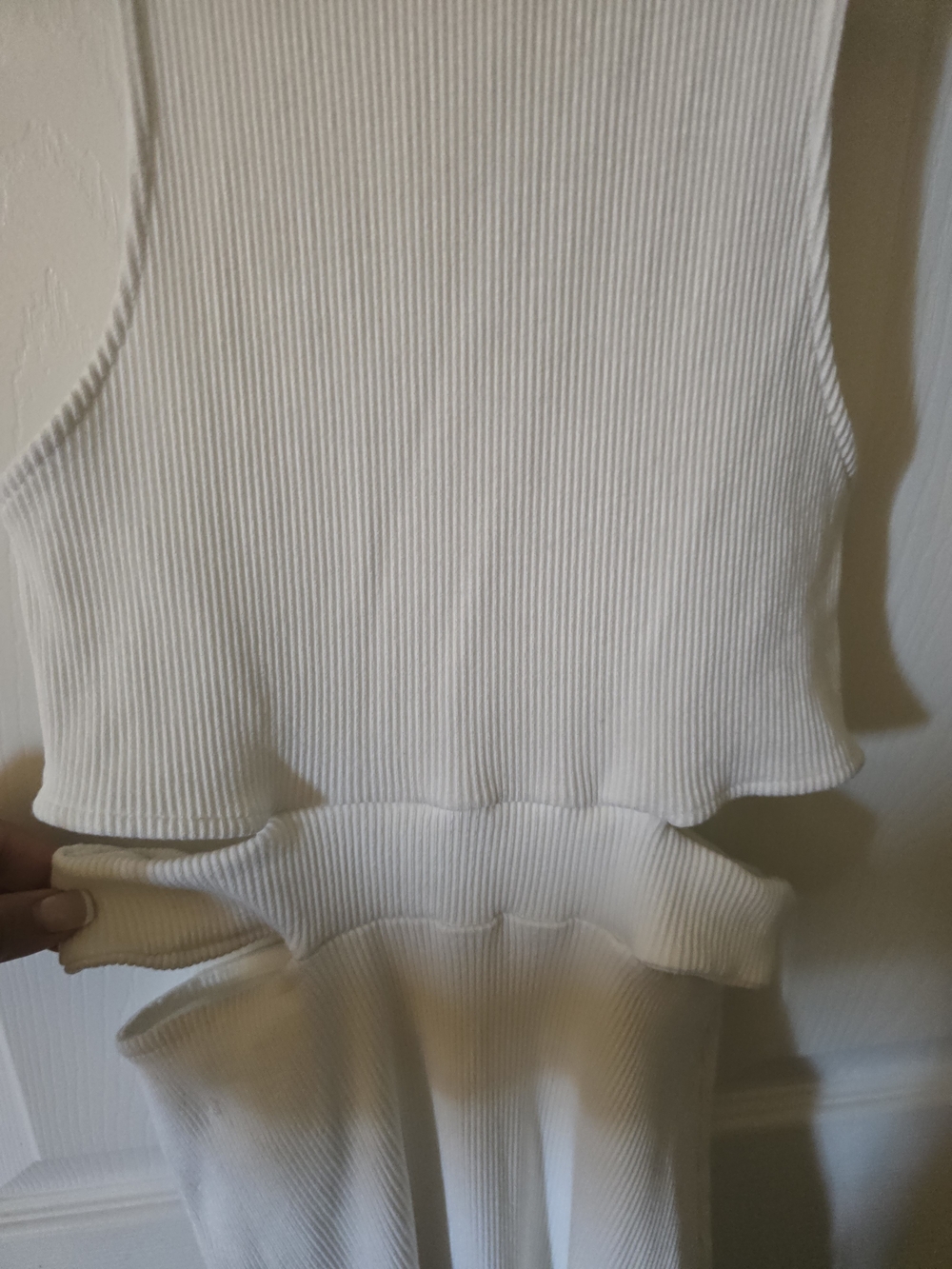 Zara White Ribbed Cutout Maxi Dress MED - Picture 5 of 9